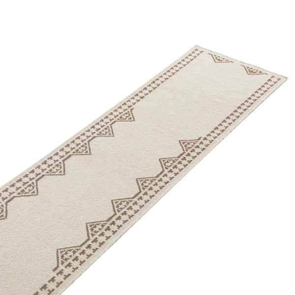 Atlan Cream & Taupe Handwoven Wool Runner