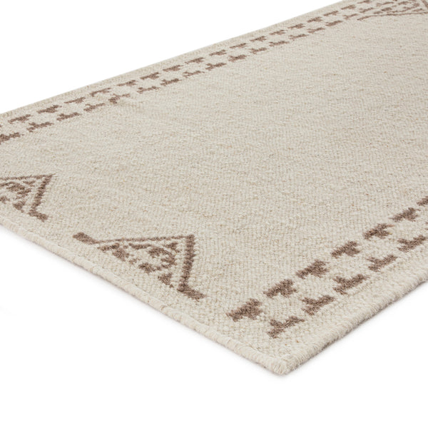 Atlan Cream & Taupe Handwoven Wool Runner