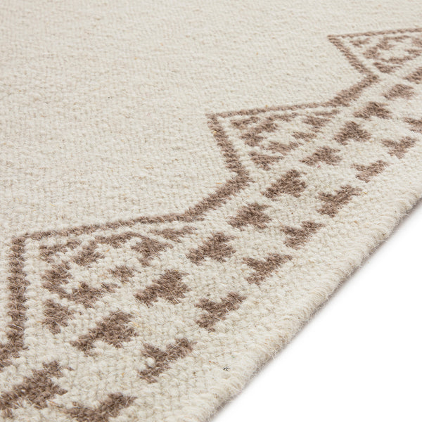 Atlan Cream & Taupe Handwoven Wool Runner