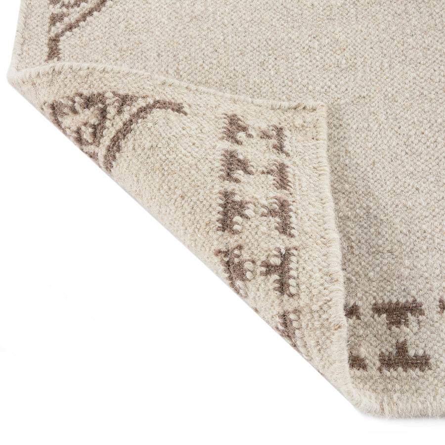 Atlan Cream & Taupe Handwoven Wool Runner