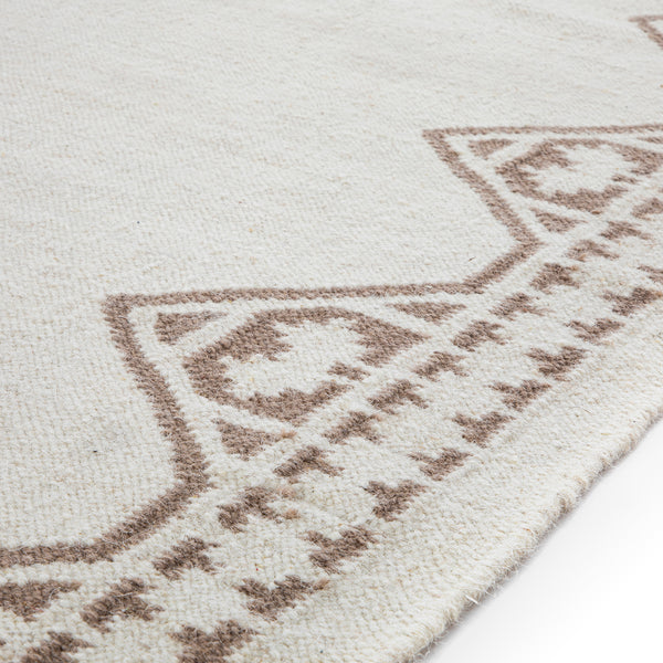 Atlan Cream & Taupe Handwoven Wool Rug