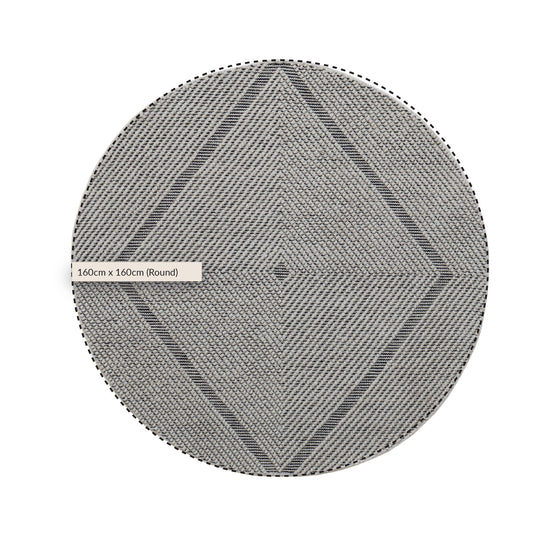 Avanti Handwoven Salt and Pepper Diamond Bobble Wool Round Rug