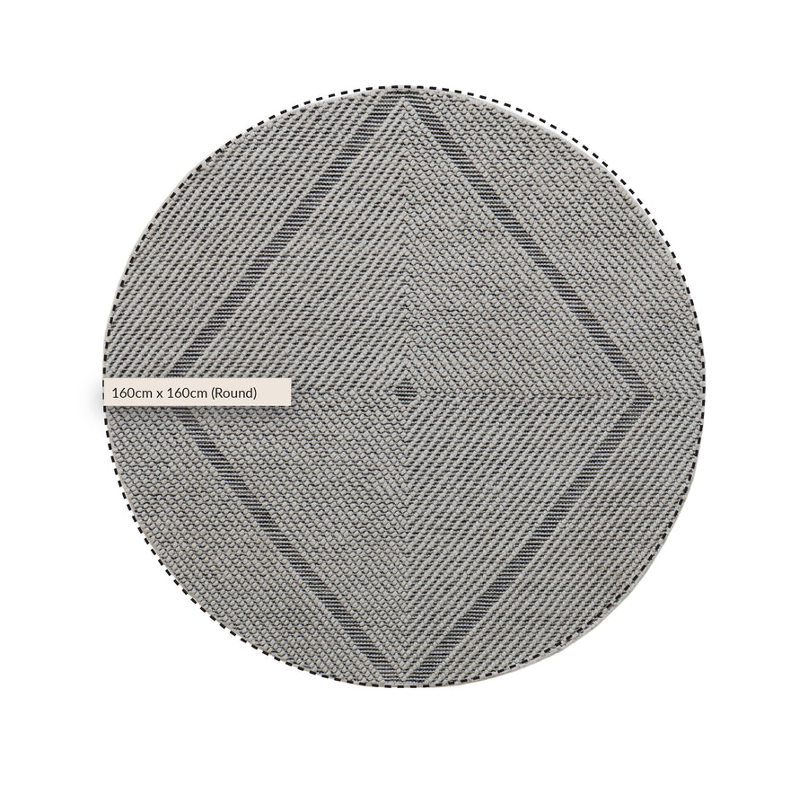 Avanti Handwoven Salt and Pepper Diamond Bobble Wool Round Rug