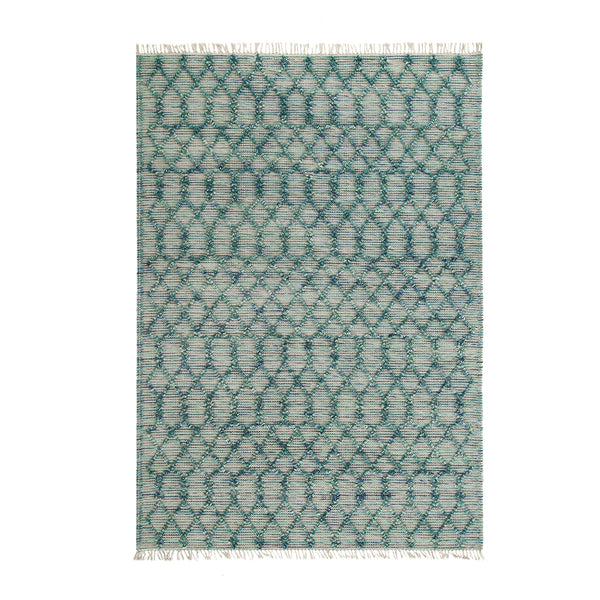 Avanti Handwoven Aquamarine Bobble Wool Rug - daals