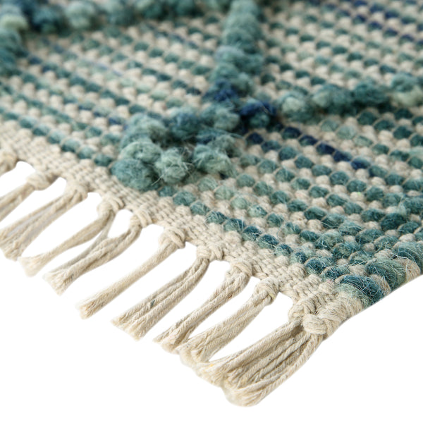Avanti Handwoven Aquamarine Bobble Wool Rug - daals
