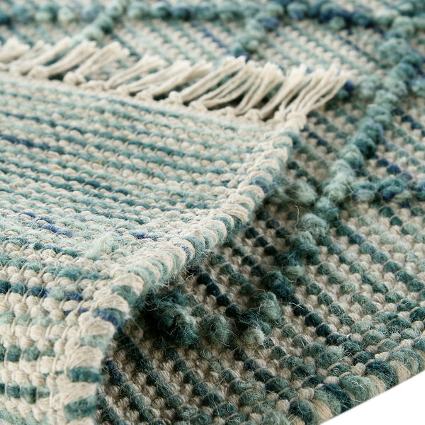 Avanti Handwoven Aquamarine Bobble Wool Rug - daals