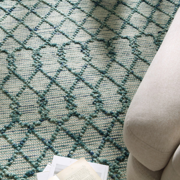 Avanti Handwoven Aquamarine Bobble Wool Rug - daals