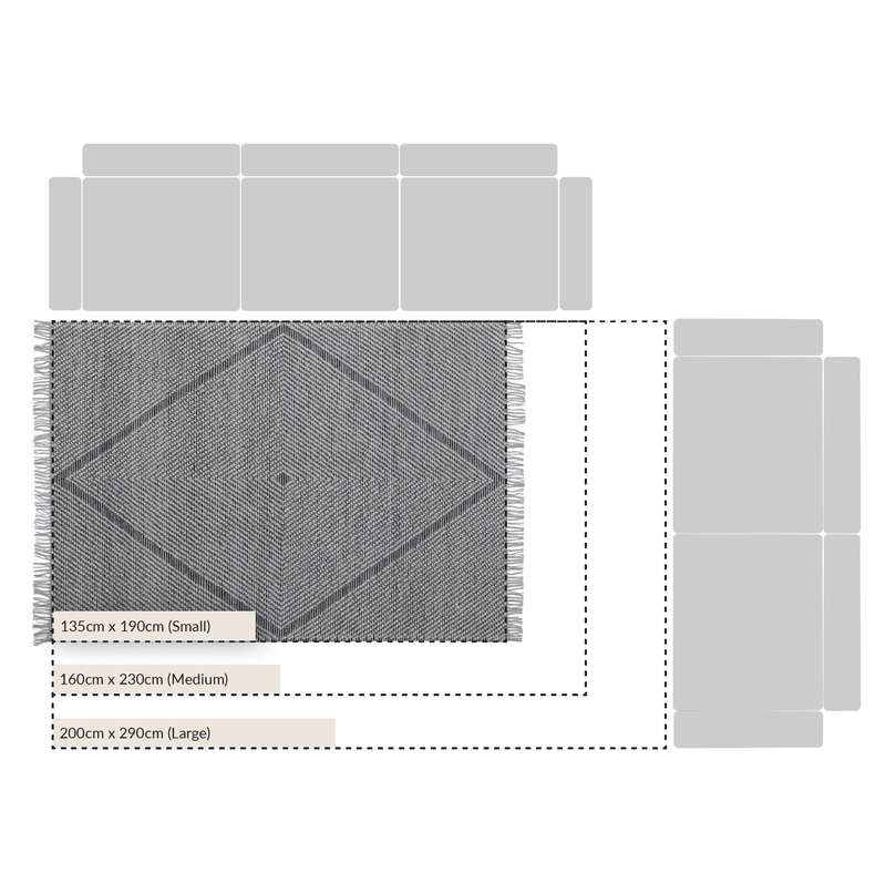 Avanti Handwoven Salt and Pepper Diamond Bobble Wool Rug - daals