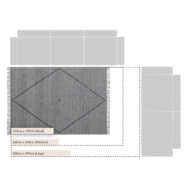 Avanti Handwoven Salt and Pepper Diamond Bobble Wool Rug