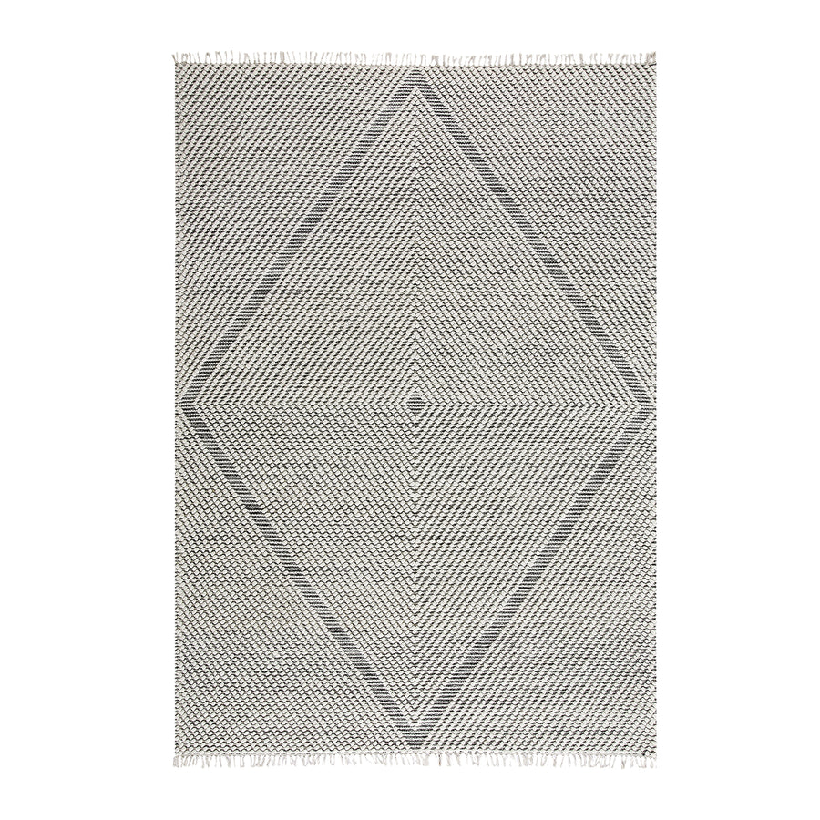 Avanti Handwoven Salt and Pepper Diamond Bobble Wool Rug