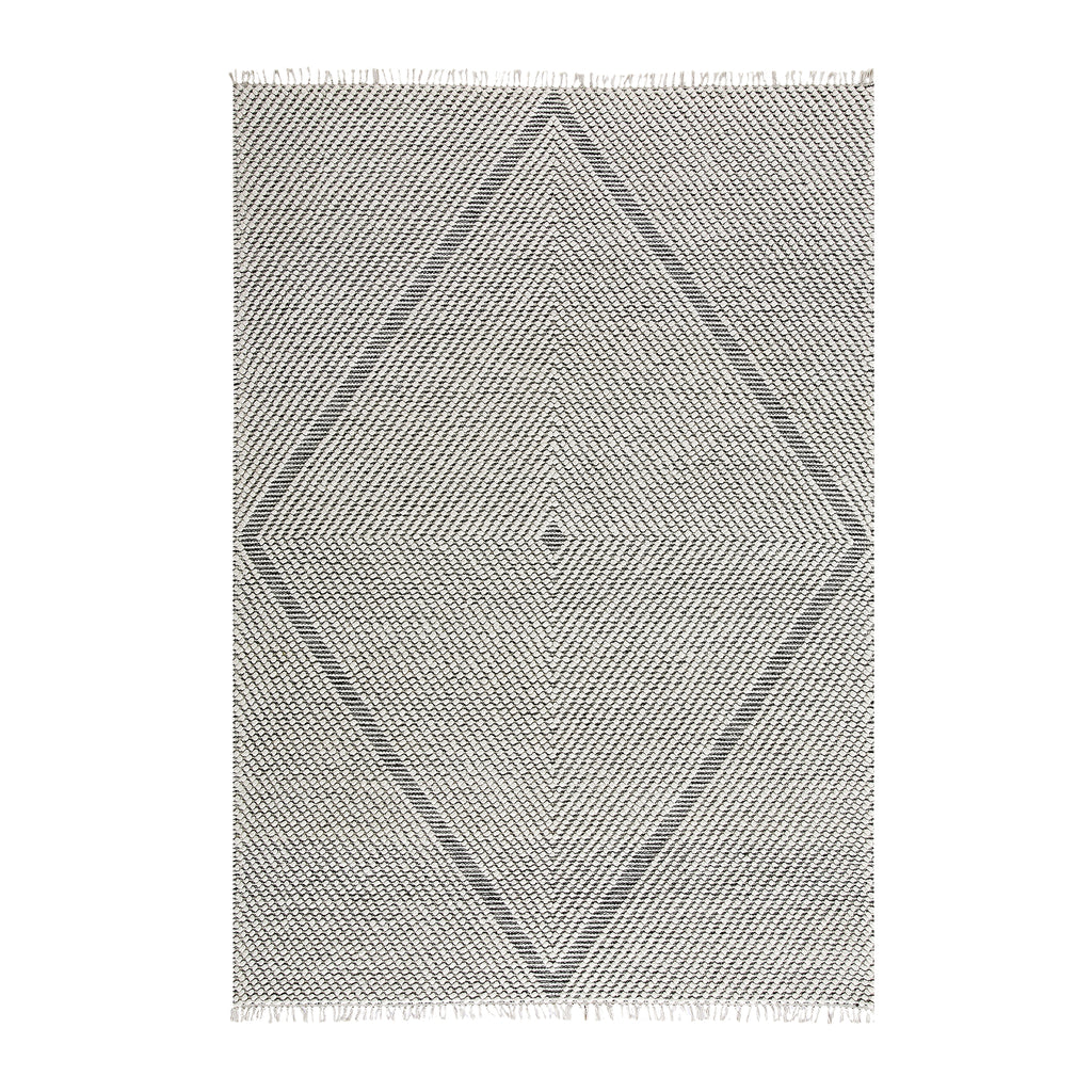 Avanti Handwoven Salt and Pepper Diamond Bobble Wool Rug | daals