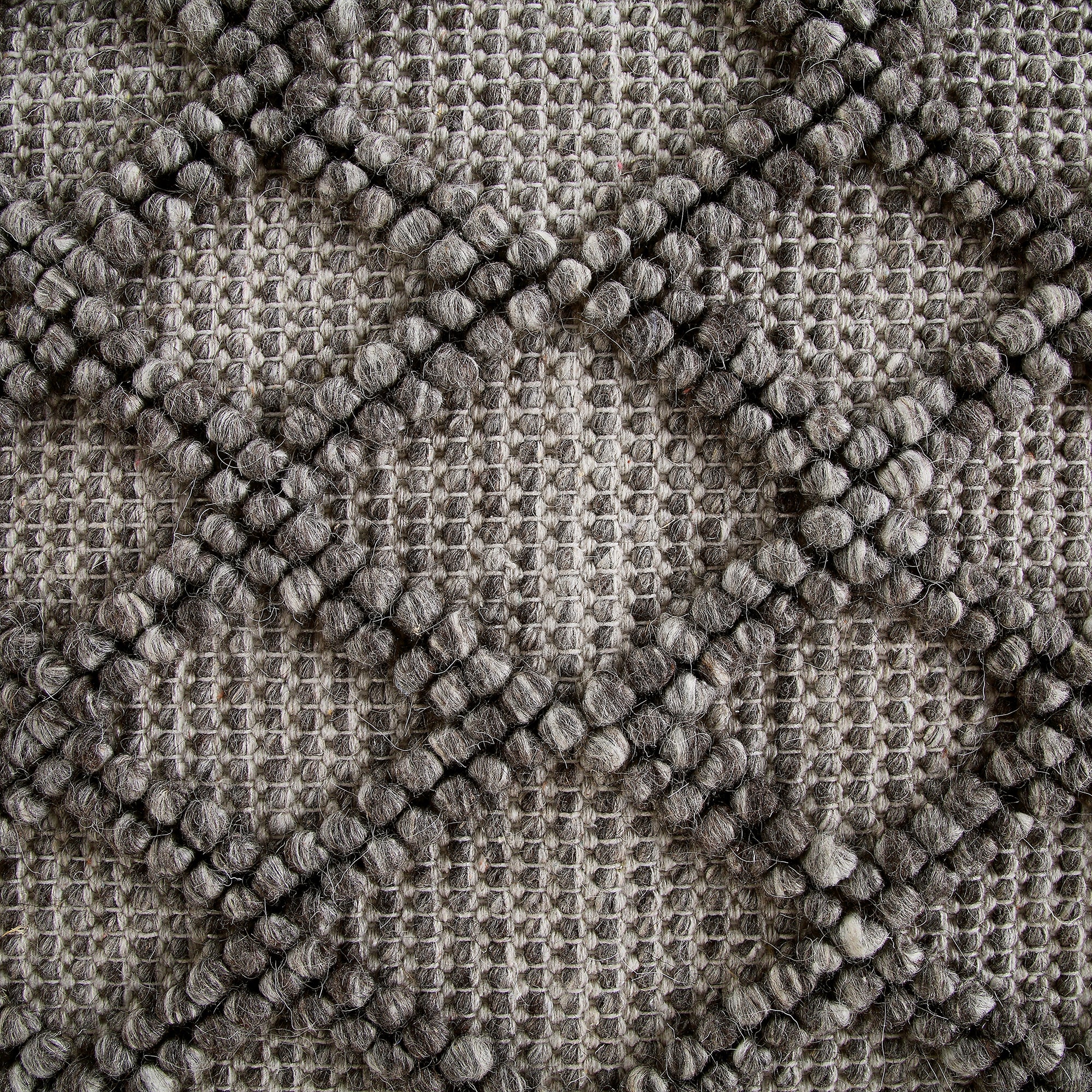 Avanti Handwoven Light Grey and Cream Diamond Bobble Wool Rug | daals
