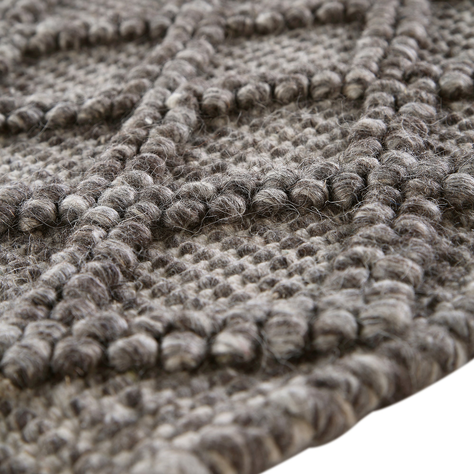 Avanti Handwoven Light Grey and Cream Diamond Bobble Wool Rug | daals
