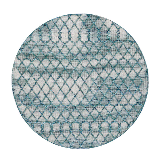 Avanti Handwoven Aquamarine Bobble Wool Round Rug