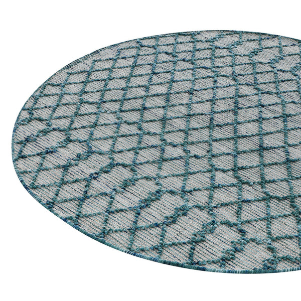 Avanti Handwoven Aquamarine Bobble Wool Round Rug