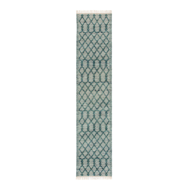 Avanti Handwoven Aquamarine Bobble Wool Runner - daals
