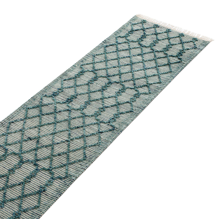 Avanti Handwoven Aquamarine Bobble Wool Runner - daals
