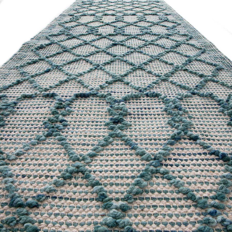 Avanti Handwoven Aquamarine Bobble Wool Runner - daals