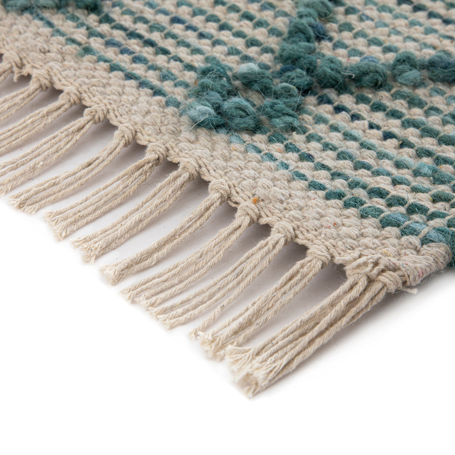 Avanti Handwoven Aquamarine Bobble Wool Runner - daals