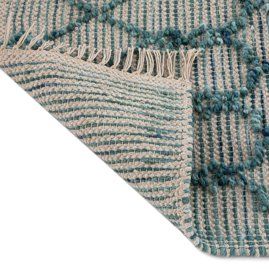 Avanti Handwoven Aquamarine Bobble Wool Runner - daals