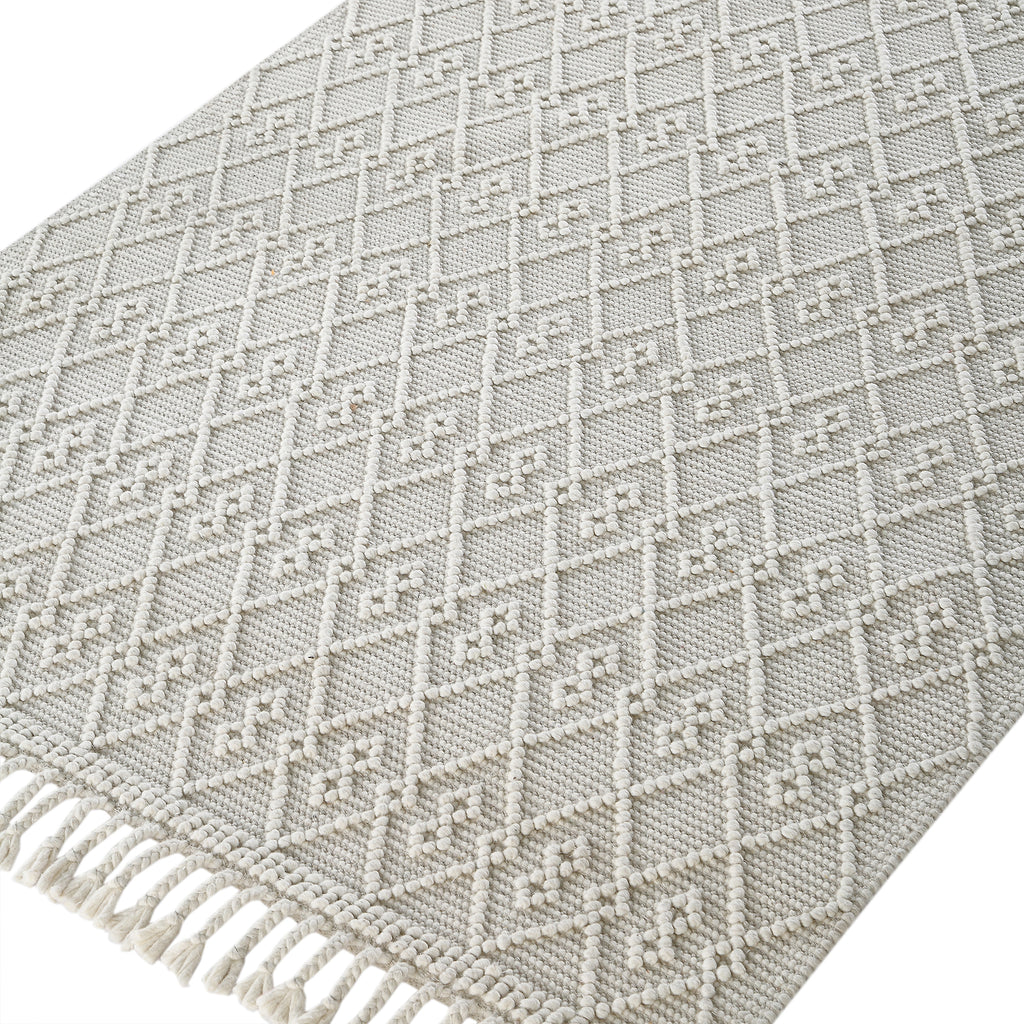Avanti Handwoven Cream Bobble Wool Rug | daals