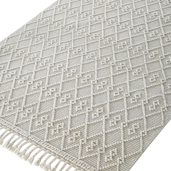 Avanti Handwoven Cream Bobble Wool Rug