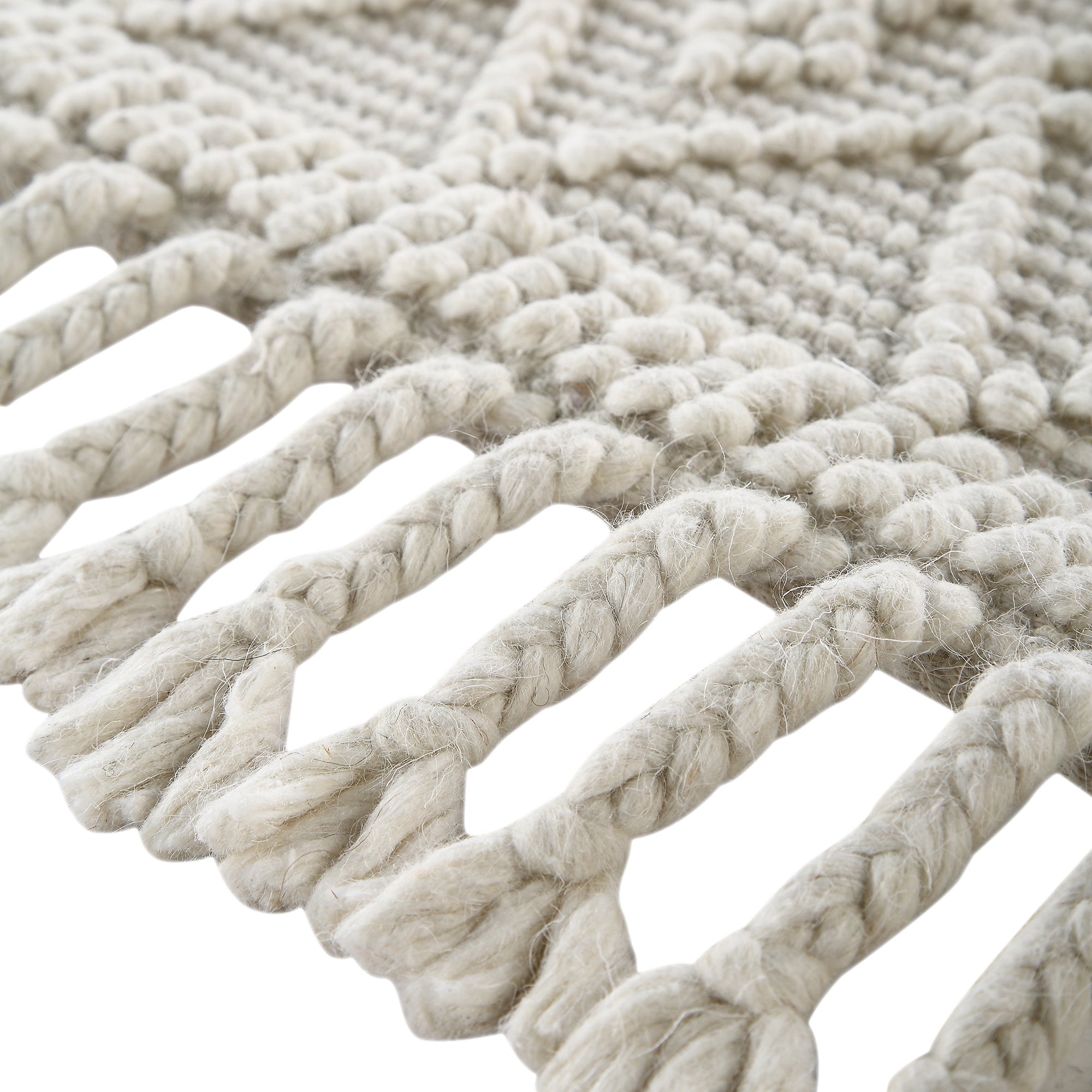 Avanti Handwoven Cream Bobble Wool Rug | daals