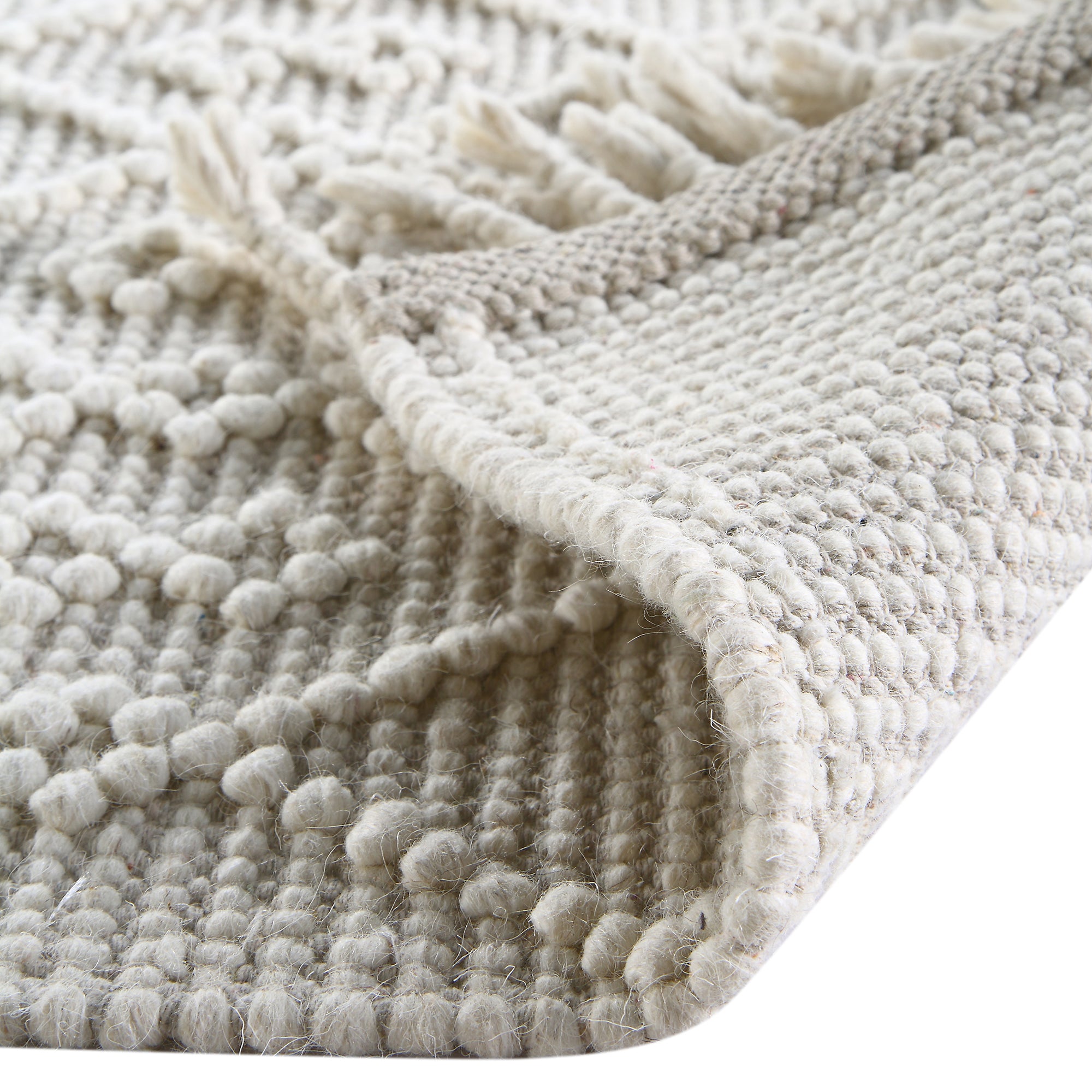Avanti Handwoven Cream Bobble Wool Rug | daals