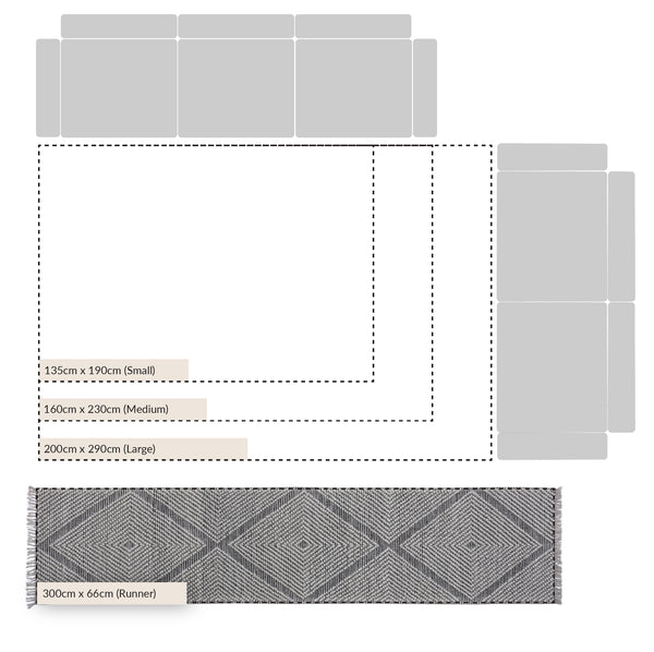 Avanti Handwoven Salt and Pepper Diamond Bobble Wool Runner