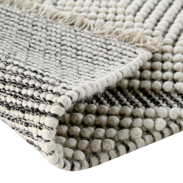 Avanti Handwoven Salt and Pepper Diamond Bobble Wool Runner - daals