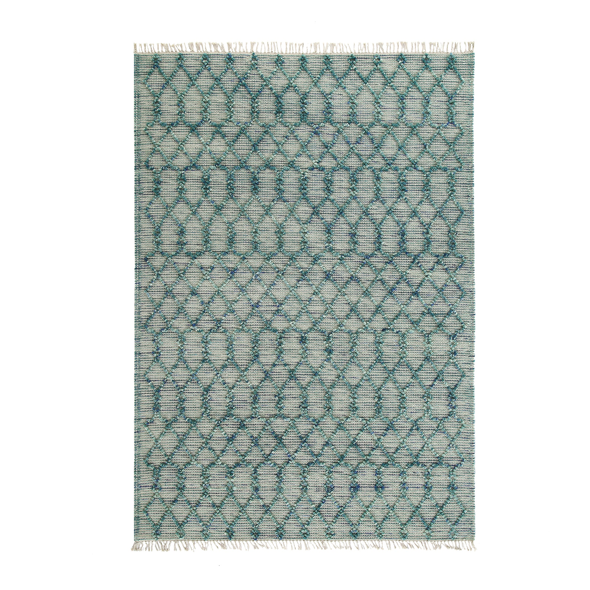 Avanti Handwoven Aquamarine Bobble Wool Rug | daals