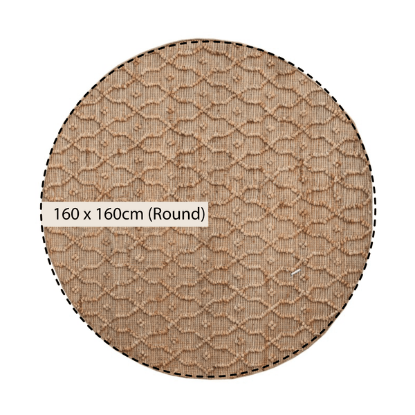 Casablanca Trellis Handwoven & Knotted Natural Jute Round Rug