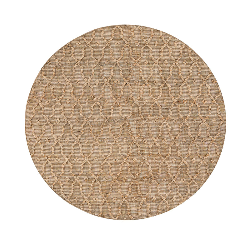 Casablanca Trellis Handwoven & Knotted Natural Jute Round Rug