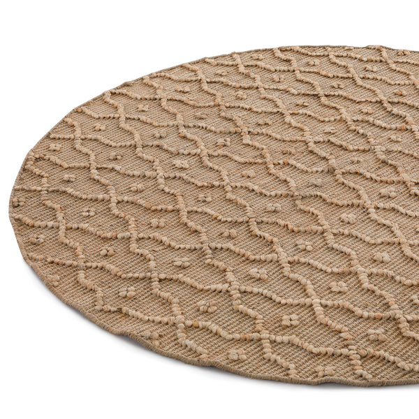 Casablanca Trellis Handwoven & Knotted Natural Jute Round Rug