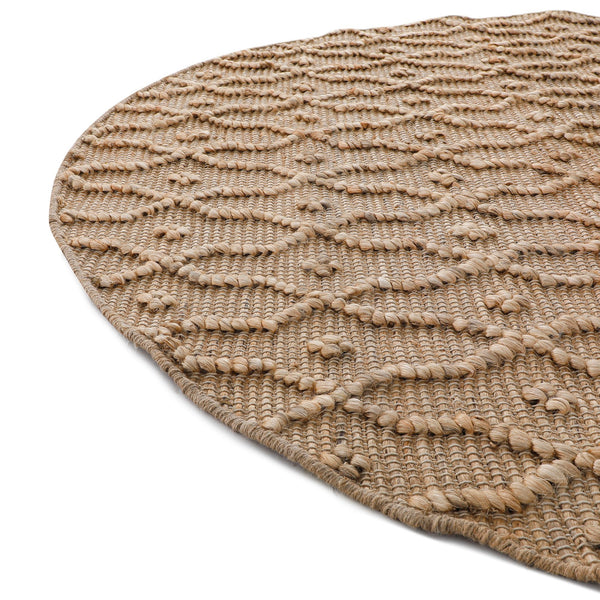 Casablanca Trellis Handwoven & Knotted Natural Jute Round Rug