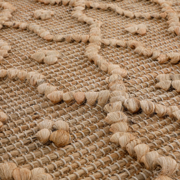 Casablanca Trellis Handwoven & Knotted Natural Jute Round Rug