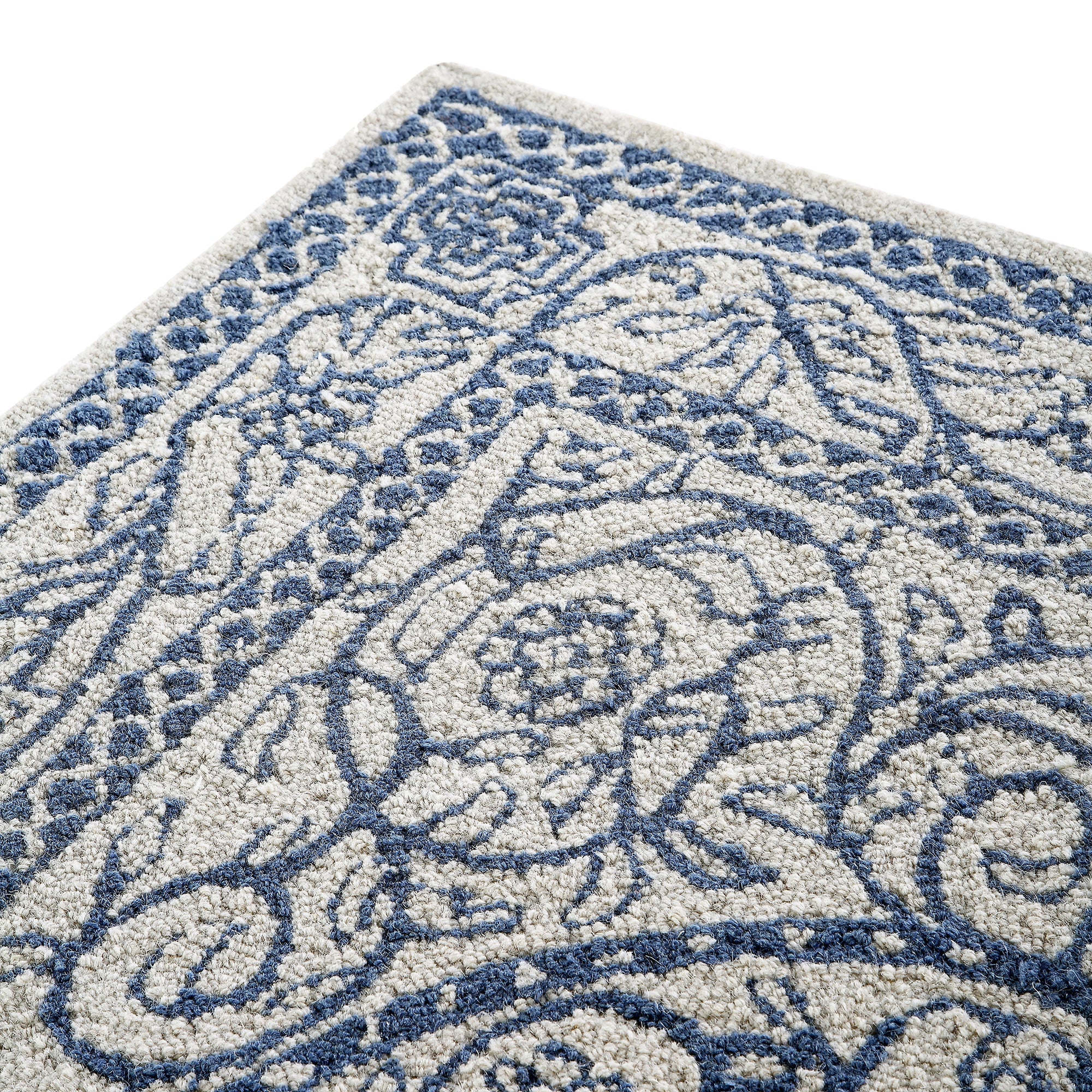 Daals Design Rugs Eden Blue Leaf Traditional Hand Tufted Wool Rug | daals