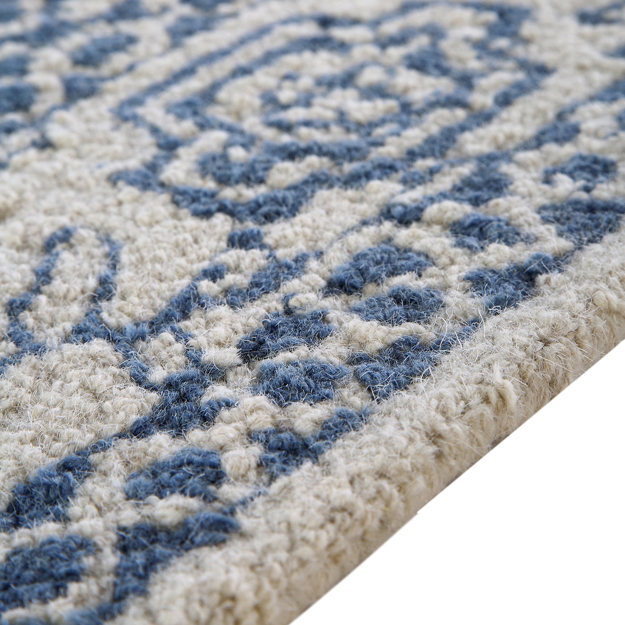 Eden Blue Leaf Traditional Hand Tufted Wool Rug | daals