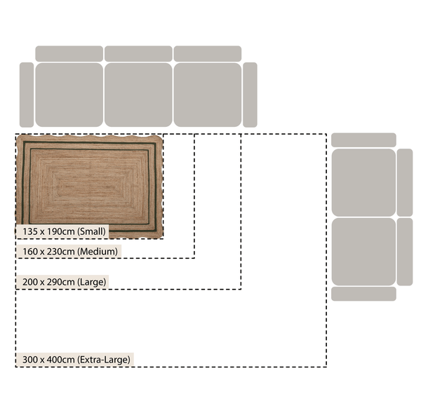 Evie Hand Braided Jute Scallop Green Border Rectangular Rug