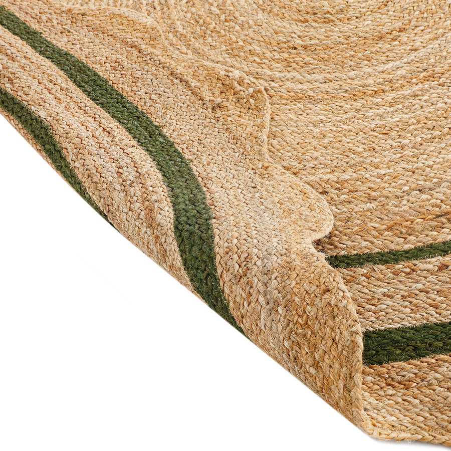 Evie Hand Braided Jute Scallop Green Round Rug