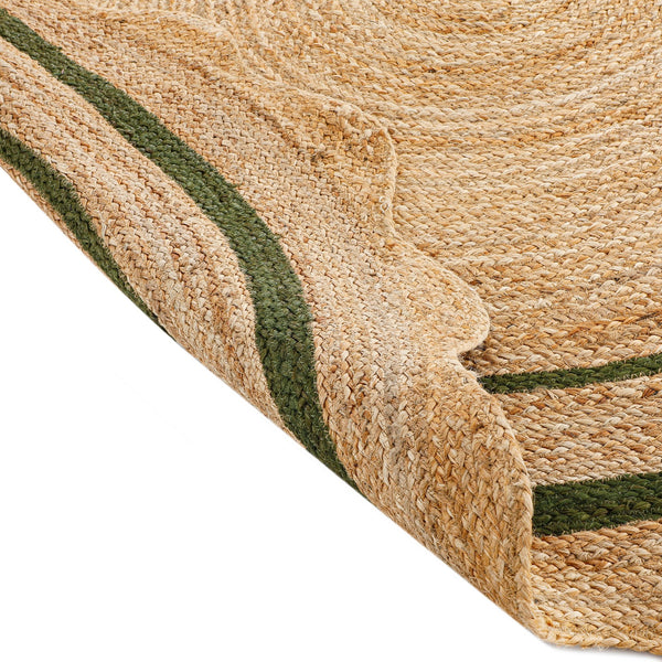 Evie Hand Braided Jute Scallop Green Round Rug