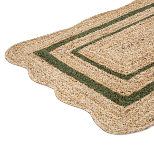 Evie Hand Braided Jute Scallop Green Runner