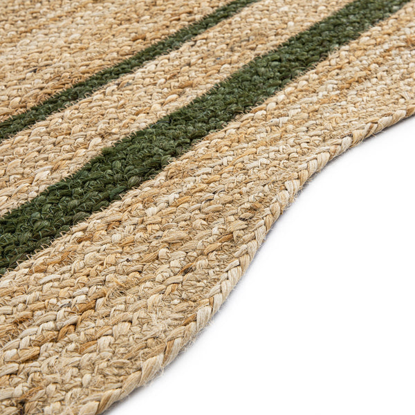 Evie Hand Braided Jute Scallop Green Runner