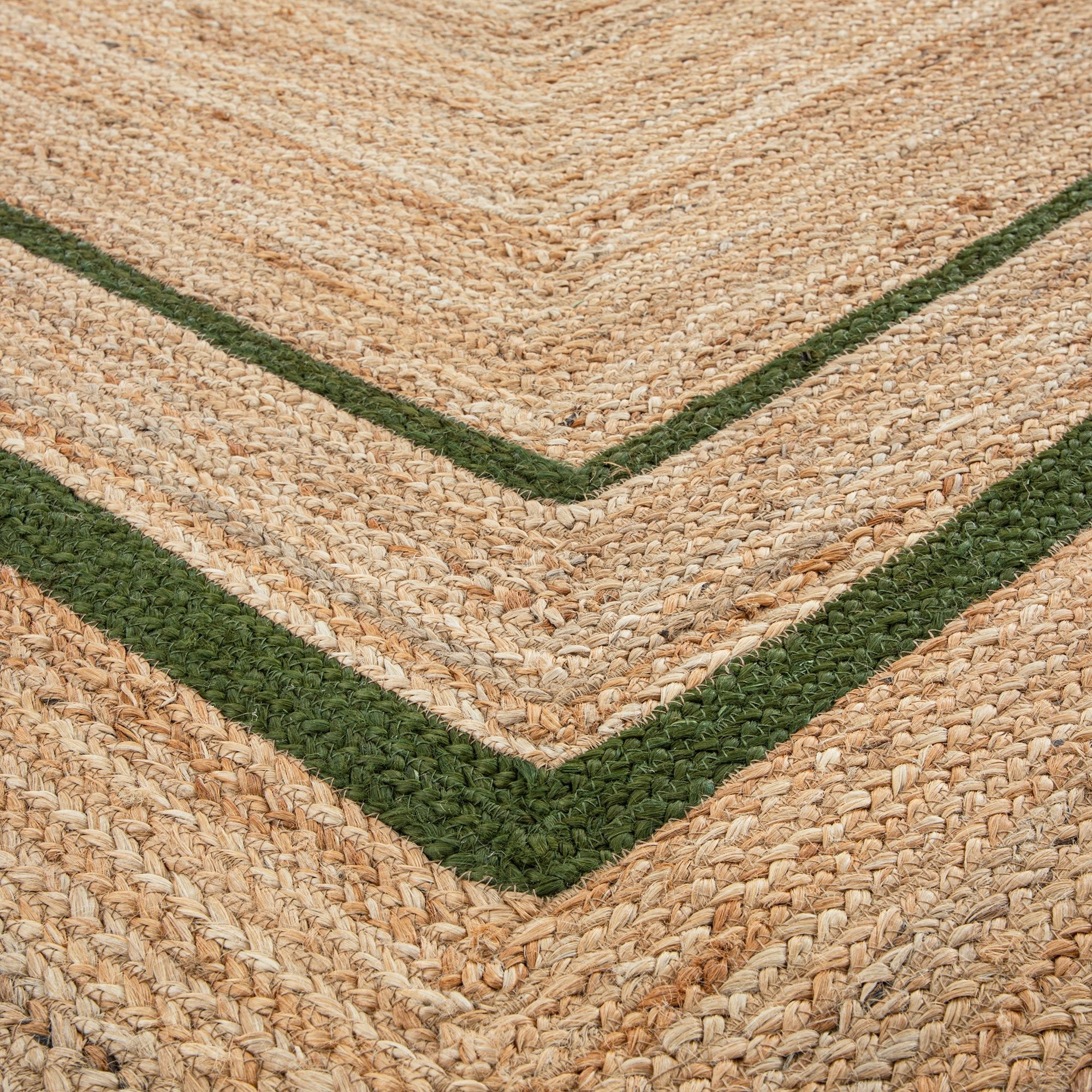 Border Joint Rug Evie Hand Braided Jute Scallop Green Border Rectangular Rug | daals