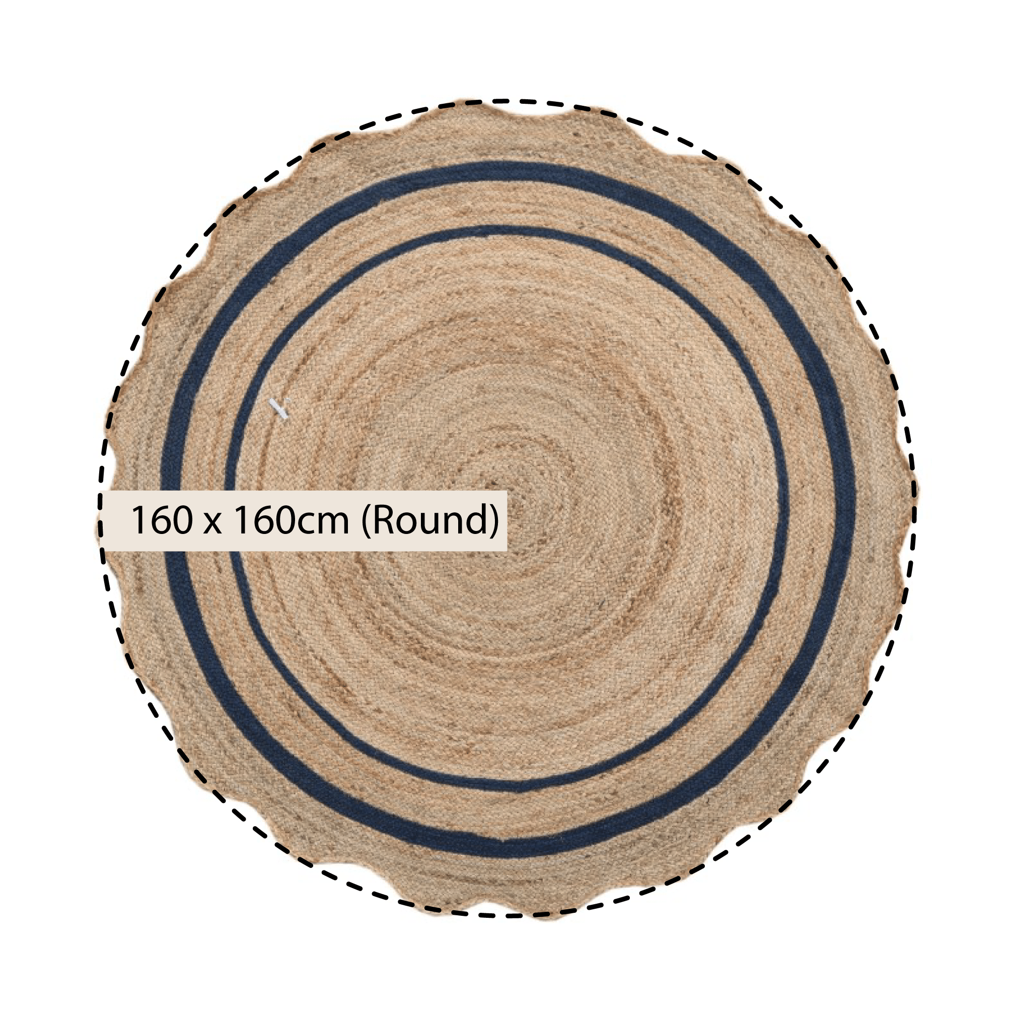 Evie Hand Braided Jute Scallop Navy Blue Round Rug | daals