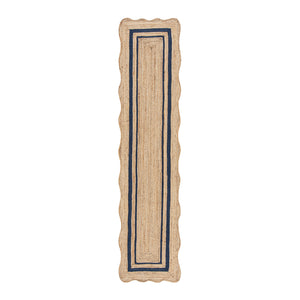 Evie Hand Braided Jute Scallop Navy Blue Runner