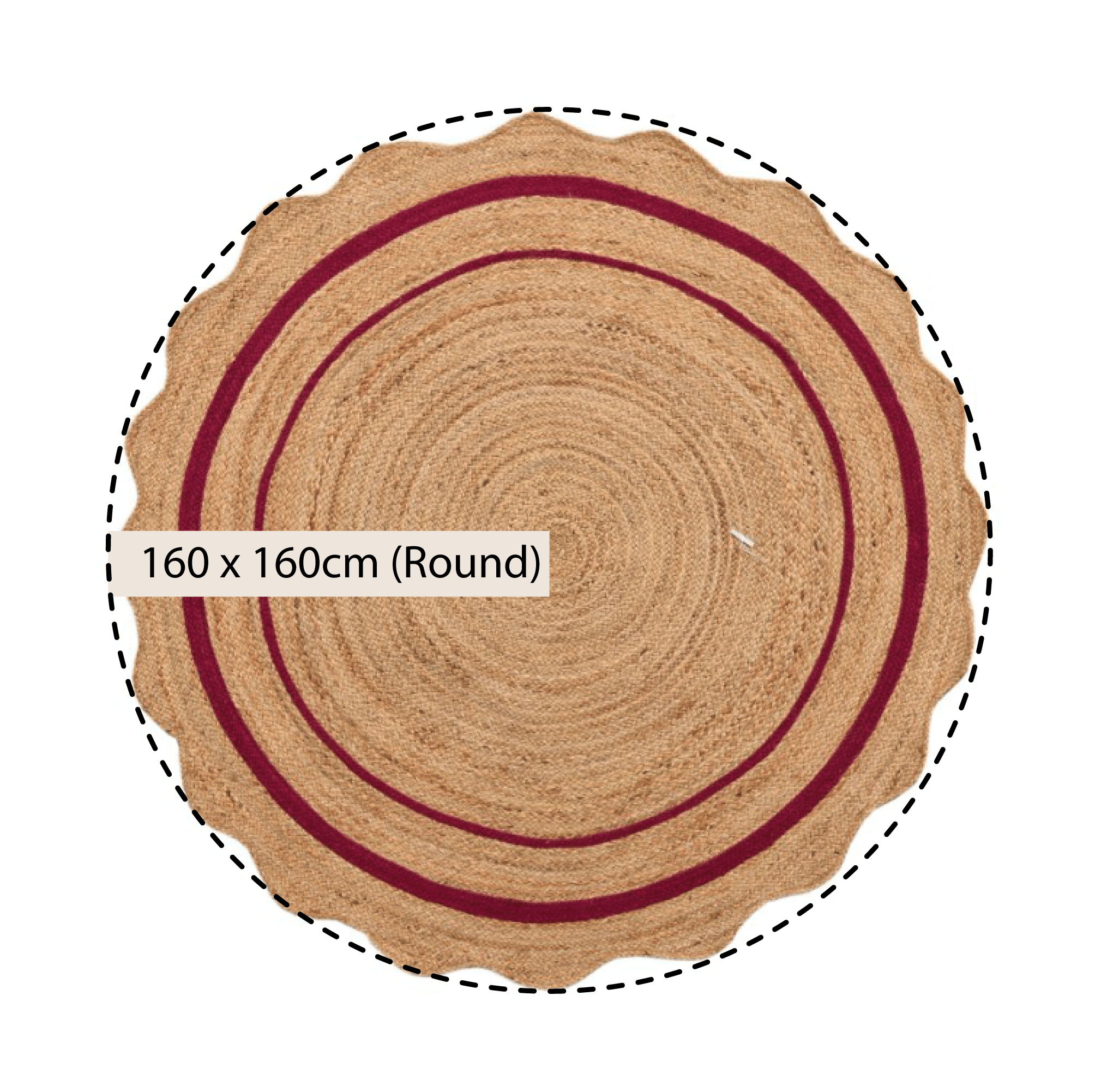 Evie Hand Braided Jute Scallop Scarlet Red Round Rug | daals