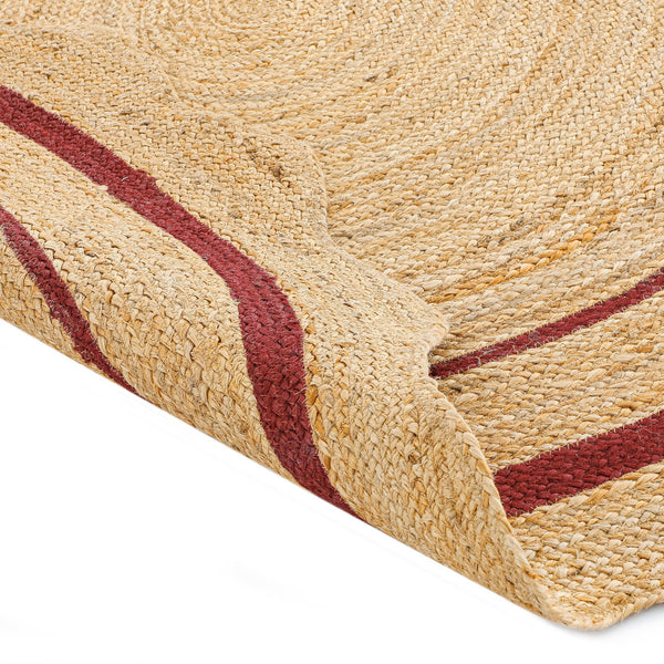 Evie Hand Braided Jute Scallop Scarlet Red Round Rug