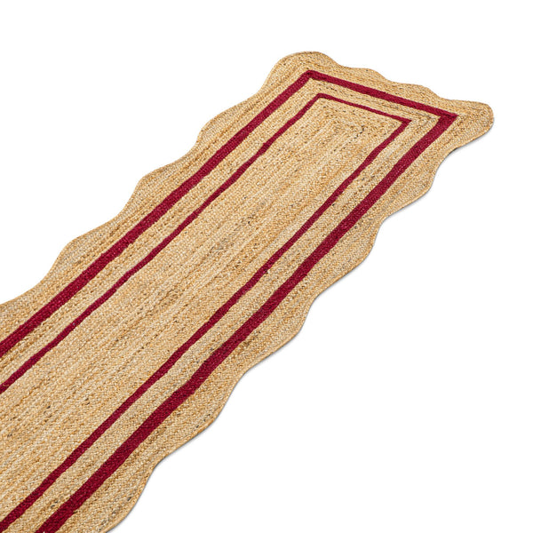 Evie Hand Braided Jute Scallop Scarlet Red Runner
