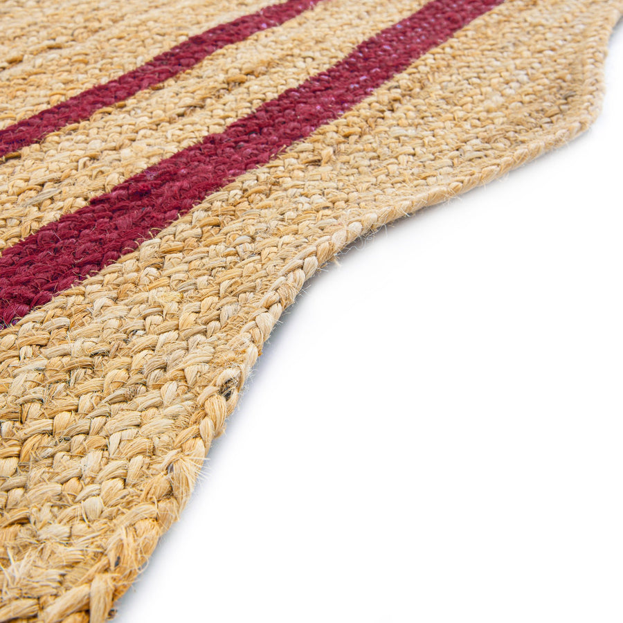 Evie Hand Braided Jute Scallop Scarlet Red Runner